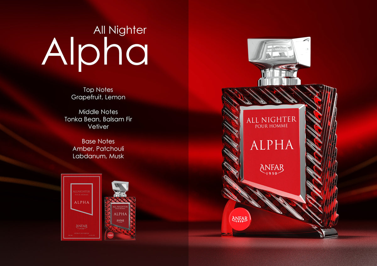 Anfar 1950 All Nighter Alpha Pour Homme Eau de Parfum fragrance notes: top, heart and base notes