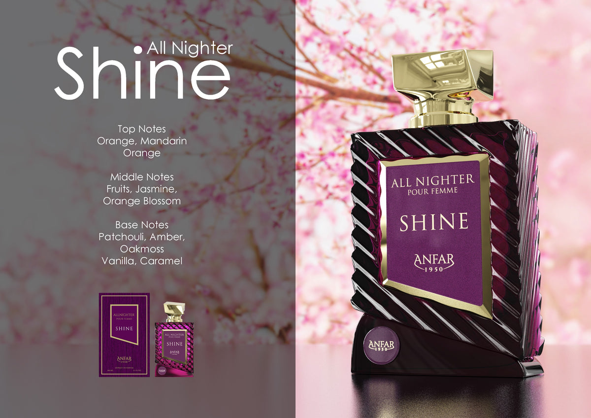 Anfar 1950 All Nighter Shine Pour Femme Eau de Parfum fragrance notes: top, heart and base notes