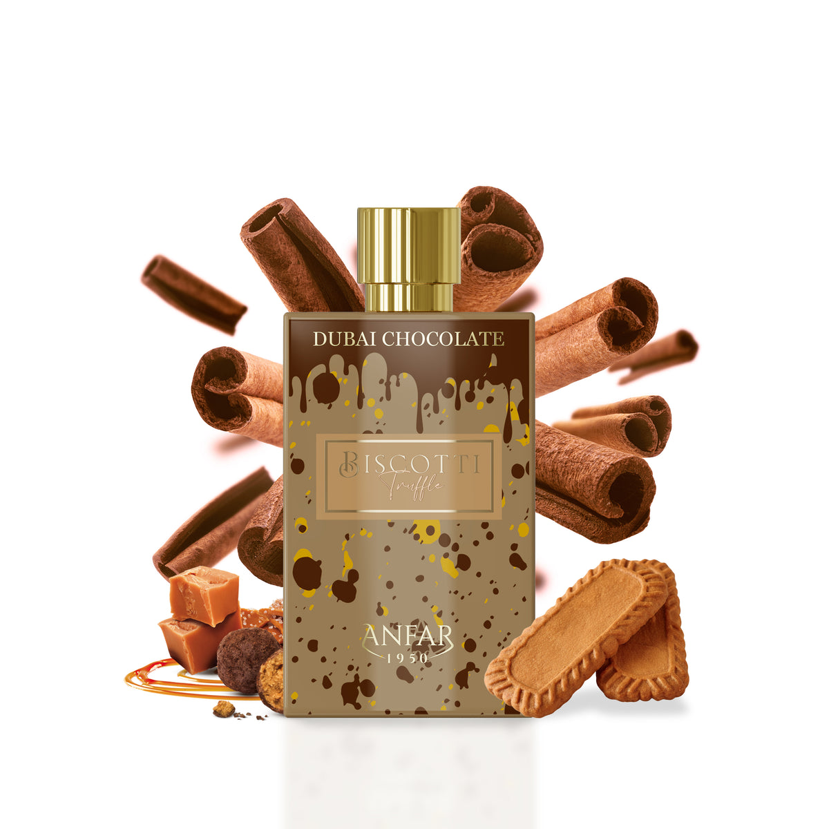 Anfar 1950 Biscotti Truffle bottle with fragrance notes