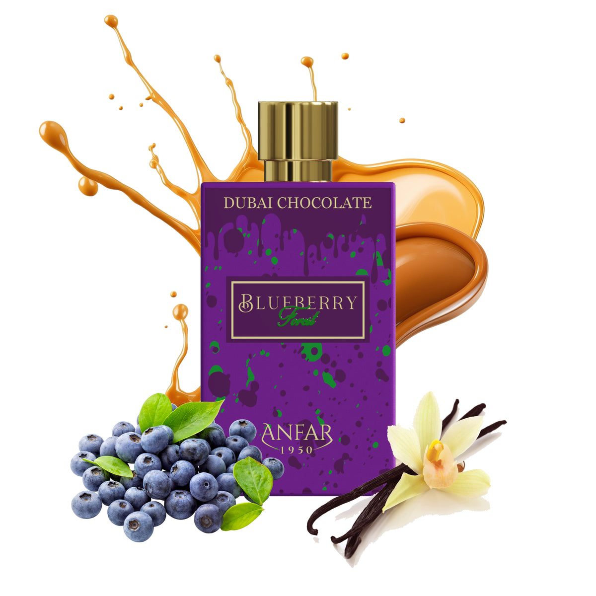 Anfar 1950 Blueberry Forest bottle with fragrance notes