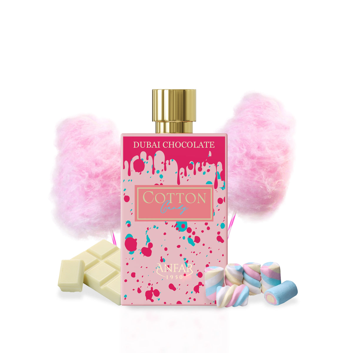 Anfar 1950 Cotton Candy bottle with fragrance notes