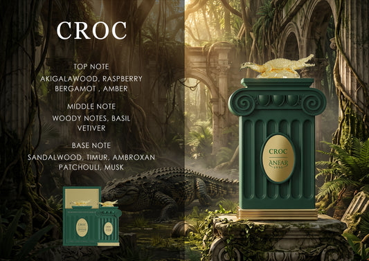 Anfar 1950 Croc Extrait de Parfum fragrance notes: akigalawood, raspberry, bergamot, sandalwood