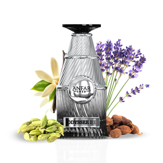 Anfar 1950 Dynasty III bottle with fragrance notes