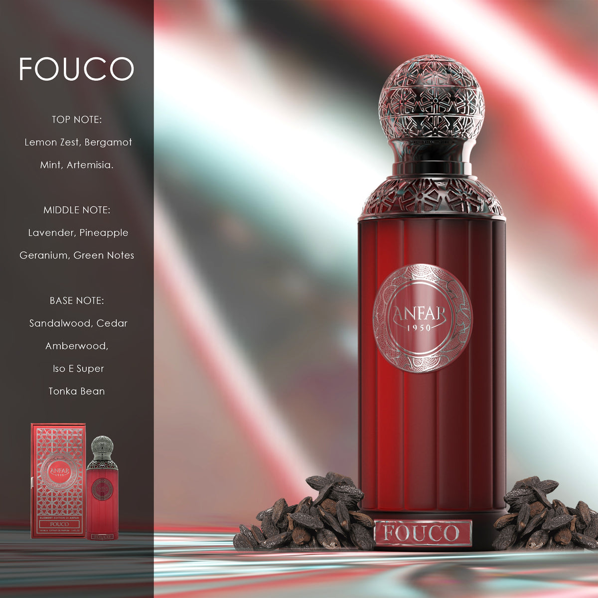Anfar 1950 Fouco Eau de Parfum fragrance notes: top, heart and base notes