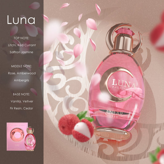 Anfar 1950 Luna Pour Femme Eau de Parfum fragrance notes: top, heart and base notes