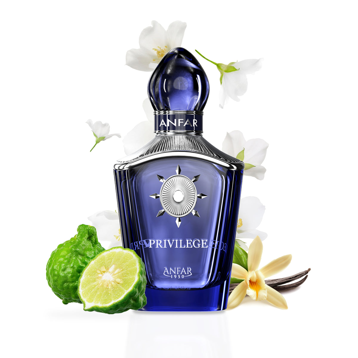 Anfar 1950 Privilege bottle with fragrance notes