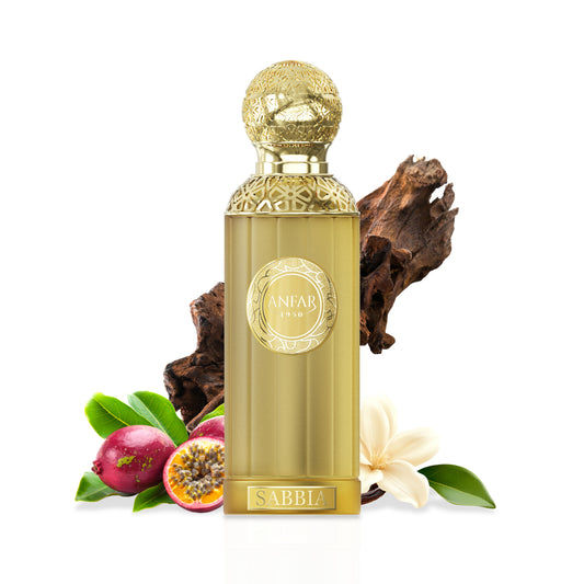 Anfar 1950 Sabbia bottle with fragrance notes