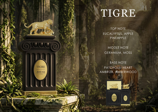 Anfar 1950 Tigre Extrait de Parfum fragrance notes: eucalyptus, apple, geranium, patchouli
