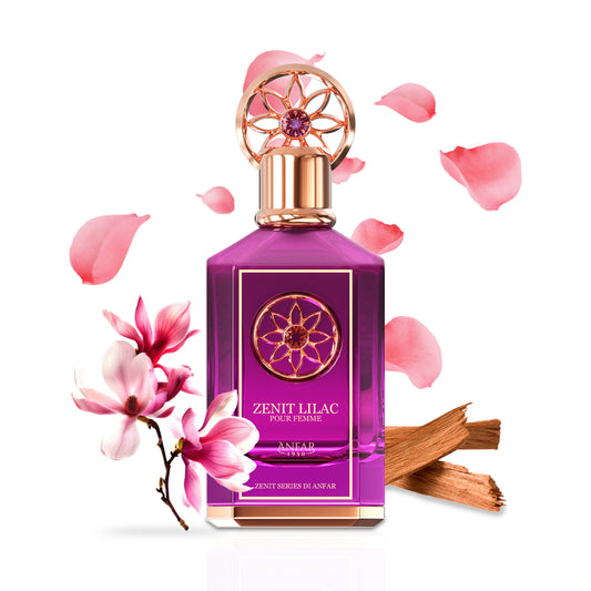 Anfar 1950 Zenit Lilac Pour Femme bottle with fragrance notes