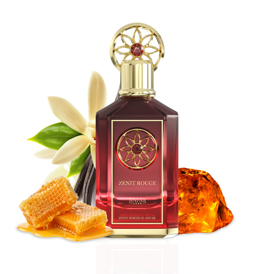 Anfar 1950 Zenit Rouge bottle with fragrance notes
