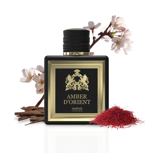 Anfar London Amber d'Orient bottle with fragrance notes
