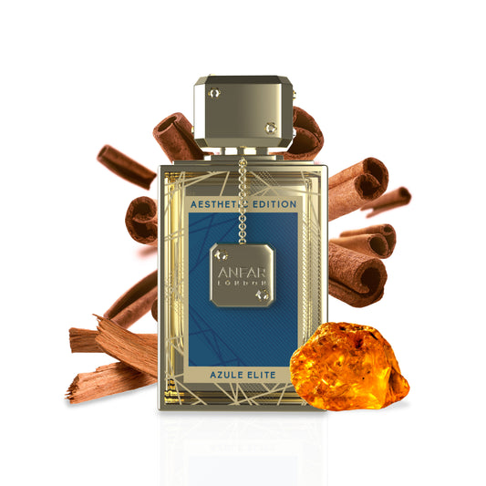 Anfar London Azule Elite bottle with fragrance notes