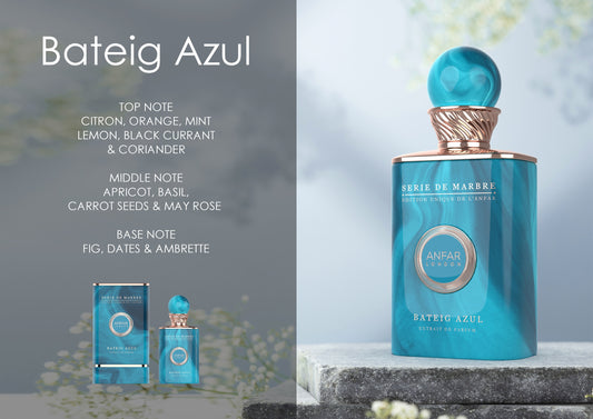 Anfar London Bateig Azul Extrait de Parfum fragrance notes: top, heart and base notes