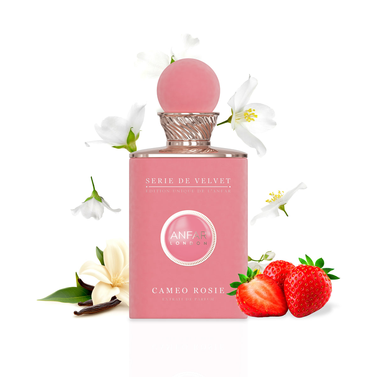 Anfar London Cameo Rosie bottle with fragrance notes