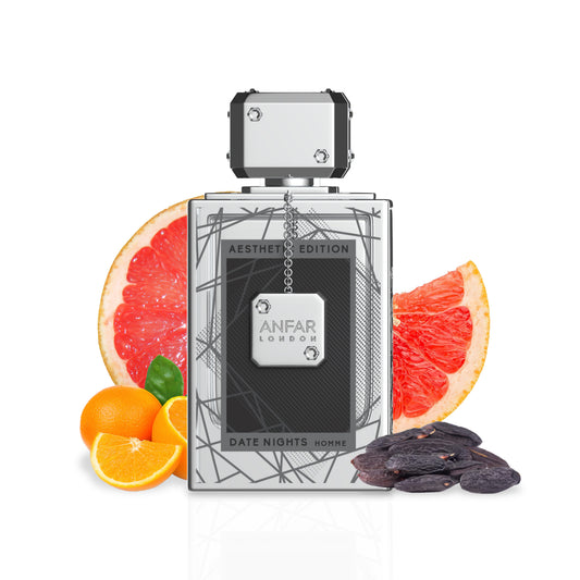Anfar London Date Nights Homme bottle with fragrance notes