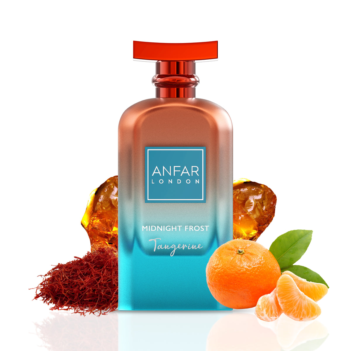 Anfar London Midnight Frost Tangerine bottle with fragrance notes