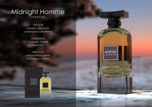 Anfar London Midnight Homme Intense Extrait de Parfum fragrance notes: top, heart and base notes