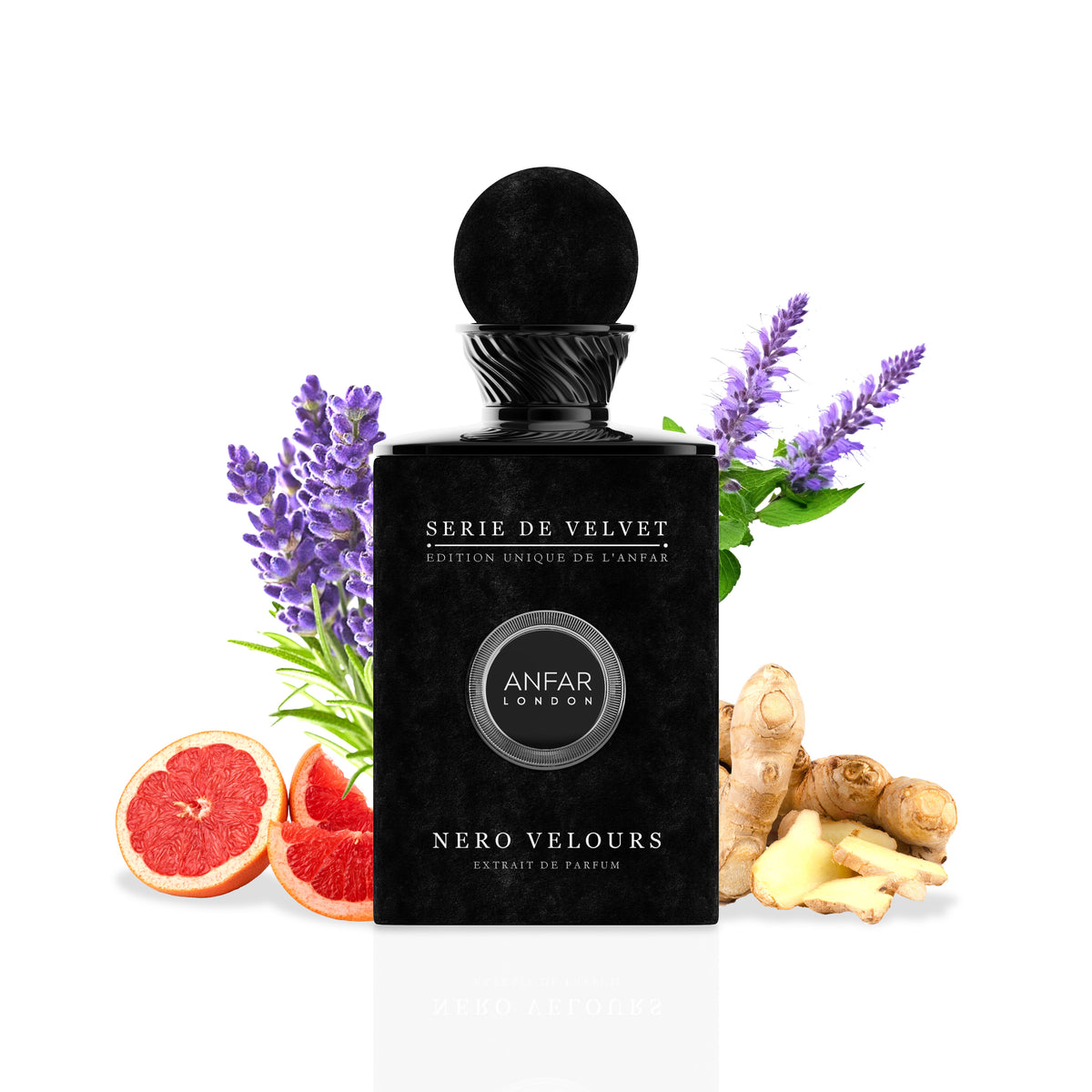 Anfar London Nero Velours bottle with fragrance notes