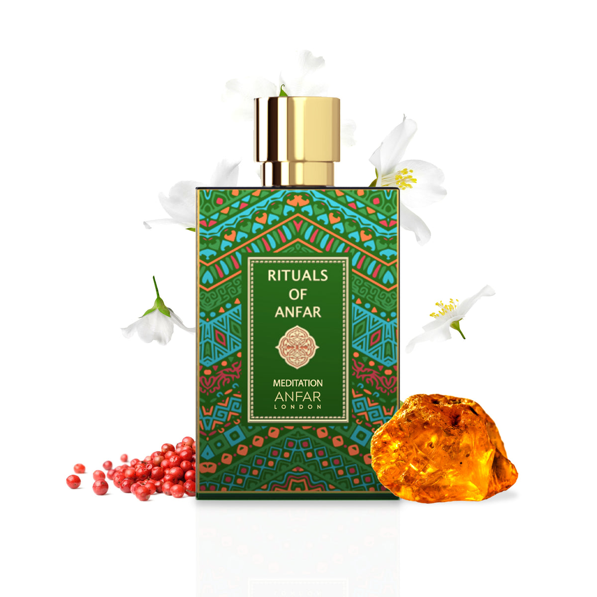Anfar London Rituals of Anfar Meditation bottle with fragrance notes