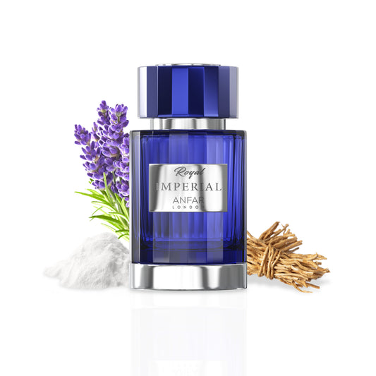 Anfar London Royal Imperial bottle with fragrance notes