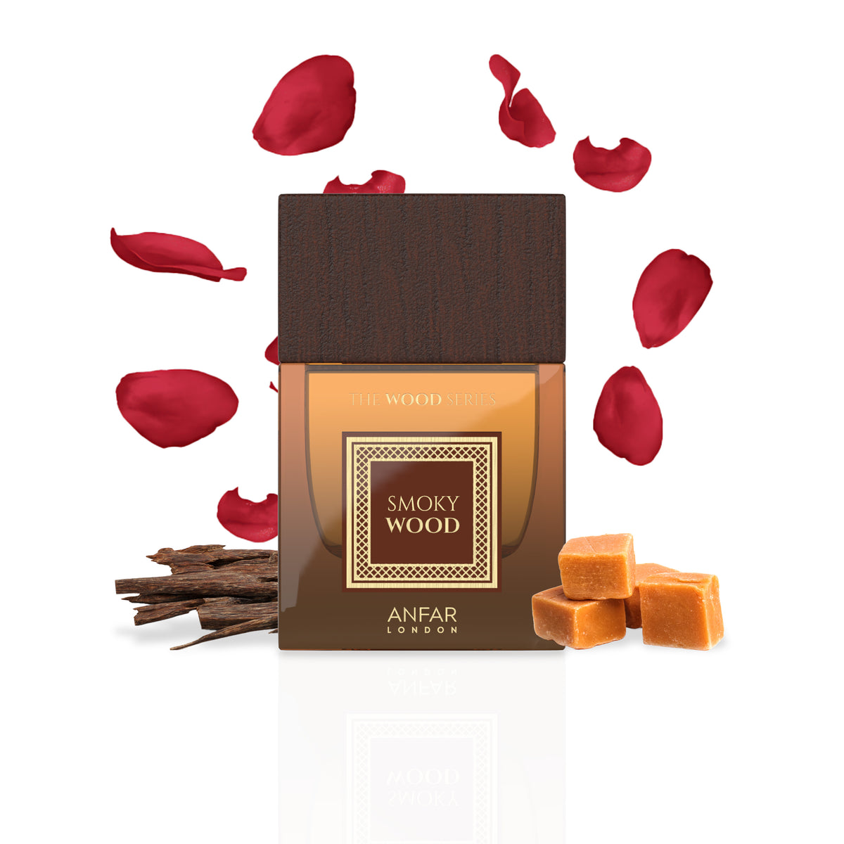 Anfar London Smoky Wood bottle with fragrance notes