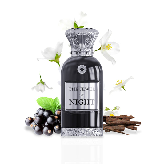 Anfar London The Jewel of Night bottle with fragrance notes