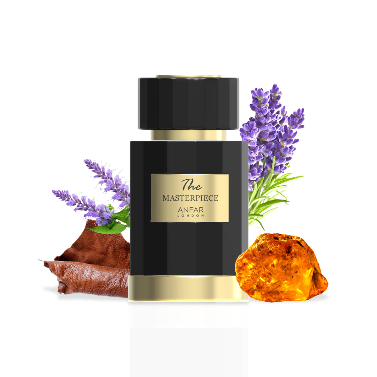 Anfar London The Masterpiece bottle with fragrance notes
